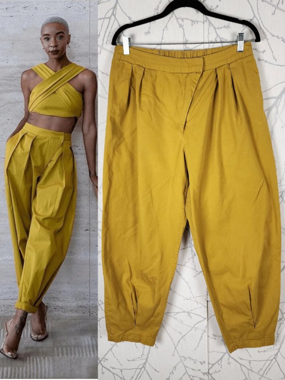 Signedblake x The Drop Yellow Pleated Tapered Balloon Pants
